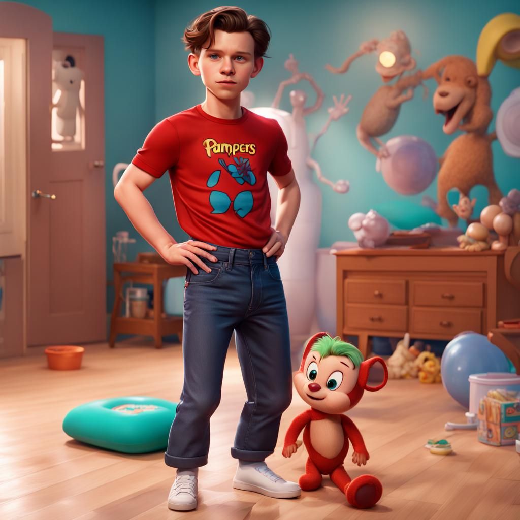 Tom Holland as Animated Character in Vibrant Digital Art