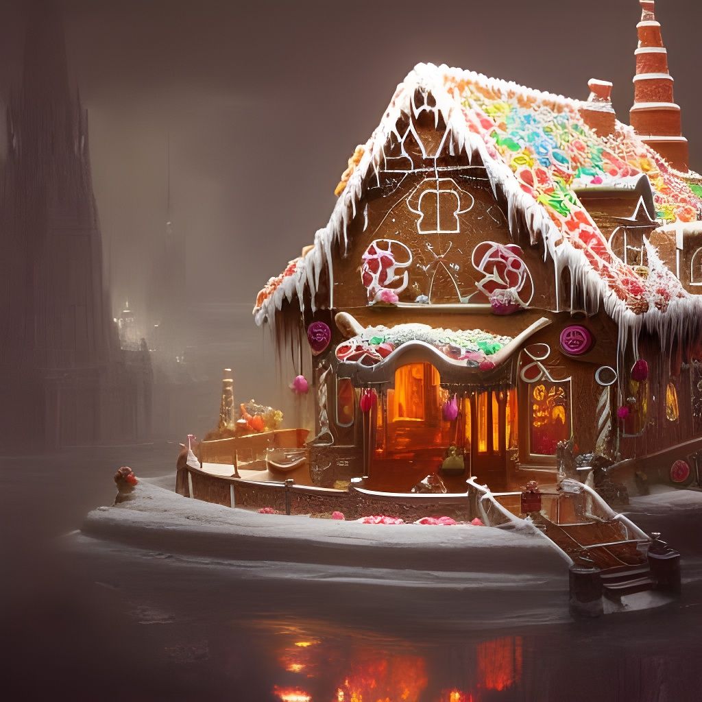 Intricate Gingerbread House Concept Art in 8k