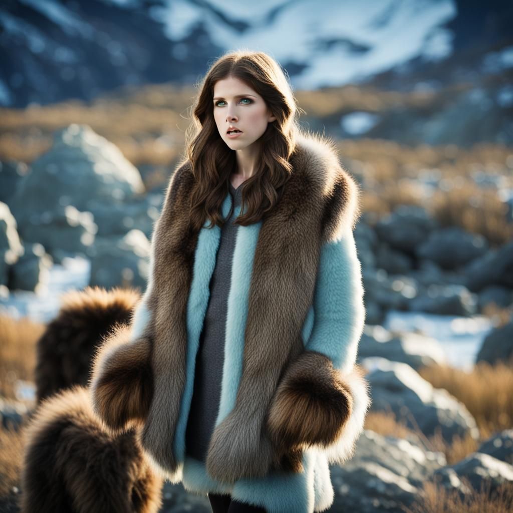Anna Kendrick as Prehistoric Woman in Glacier Landscape