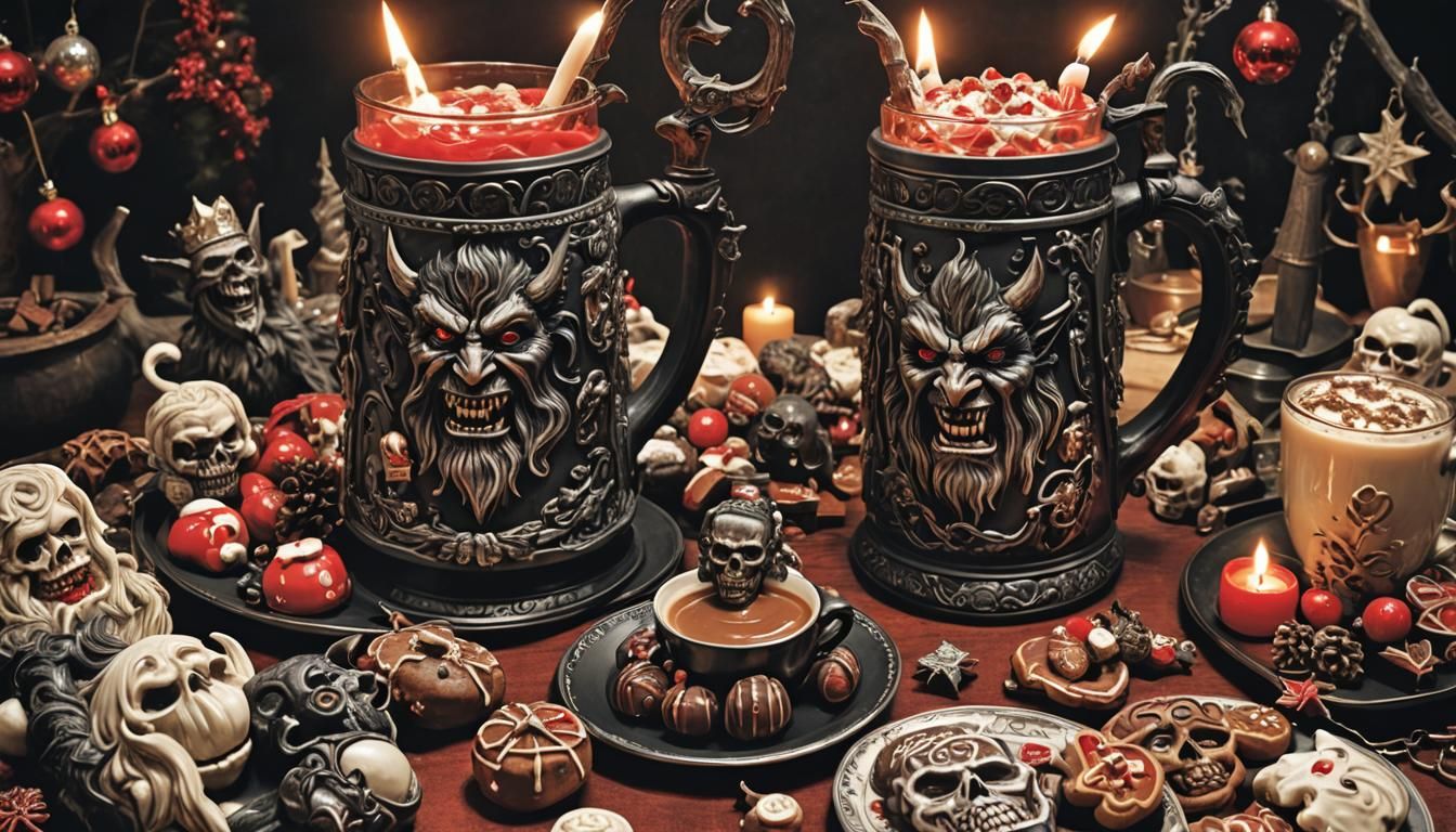 Krampus Stein and Cookies in Dark Academic Style