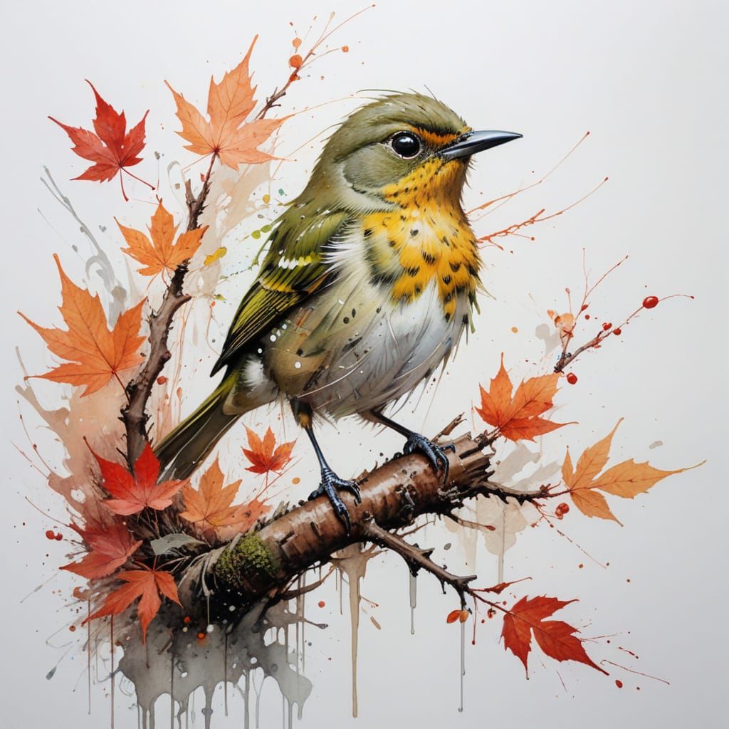 Autumn Waterfall in Traditional Japanese Forest