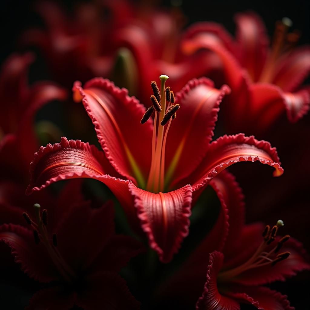 Crimson Lily in Dramatic Light, Old Masters Style