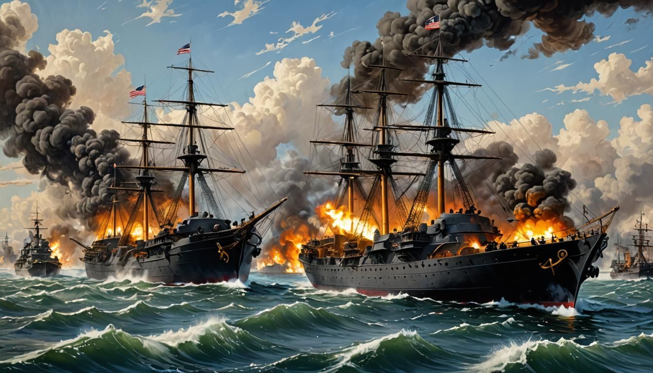 American Civil War Naval Combat as Graffiti Art