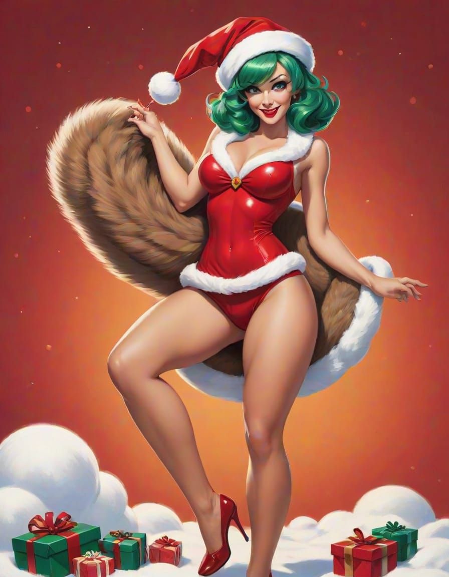 Scanty Pin-Up Christmas with Fur Accents