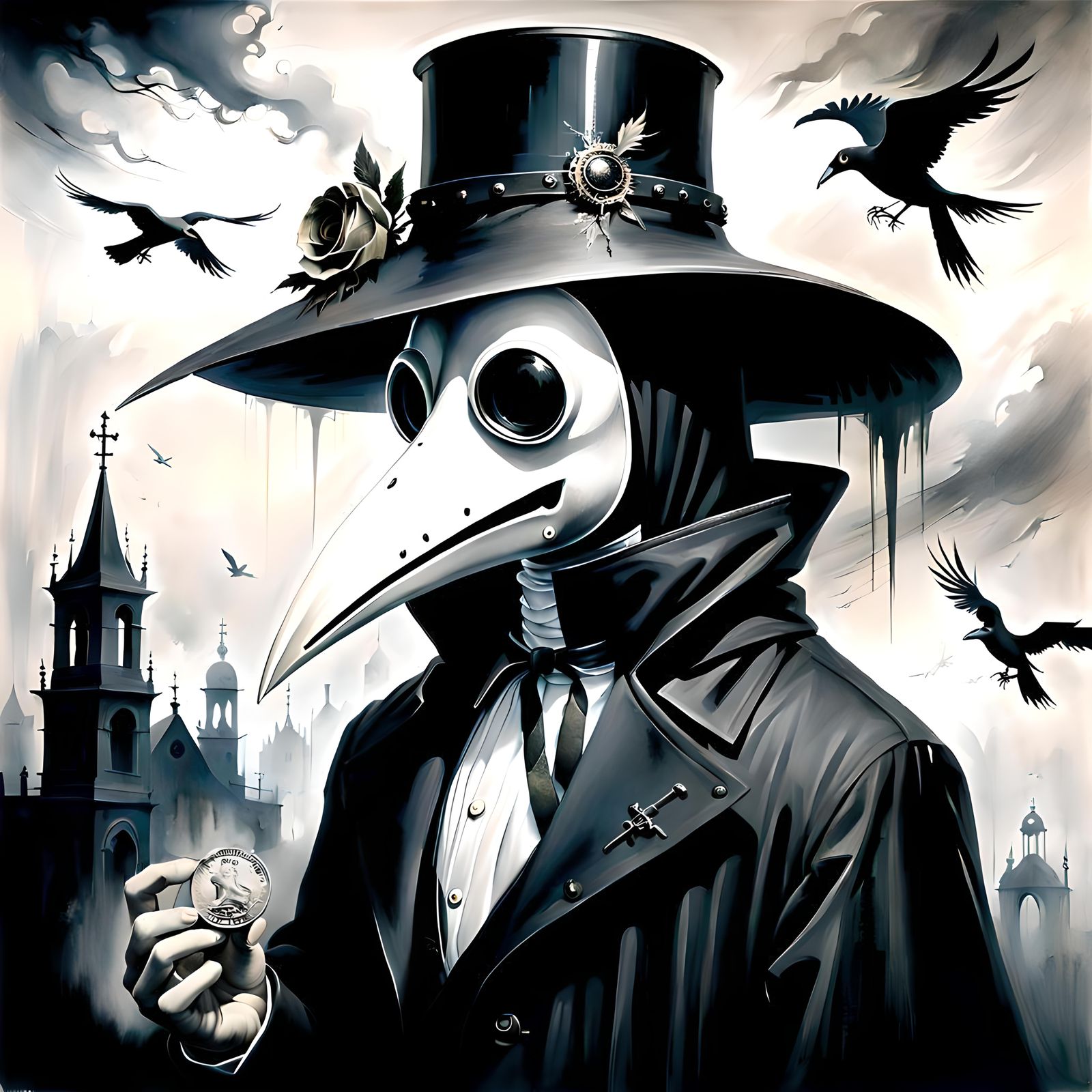 Macabre Castle Overlooking Victorian City