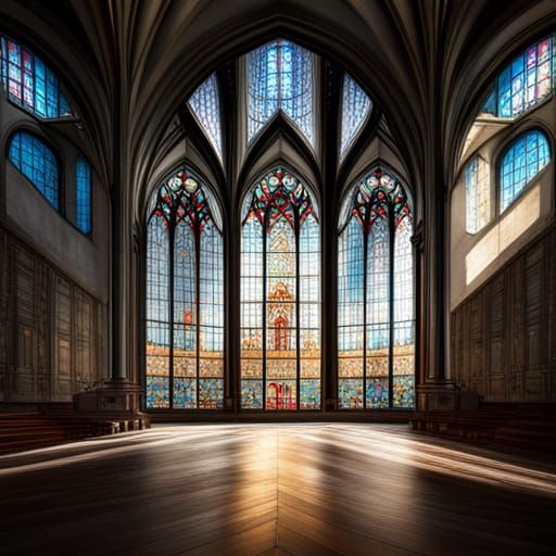 Hyperrealistic Cathedral Windows: Detailed Concept Art