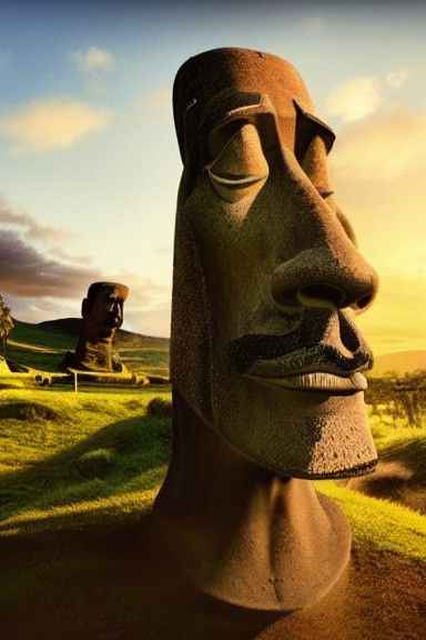 Snoop Dogg as Moai Statue: Hyperrealistic 3D Render