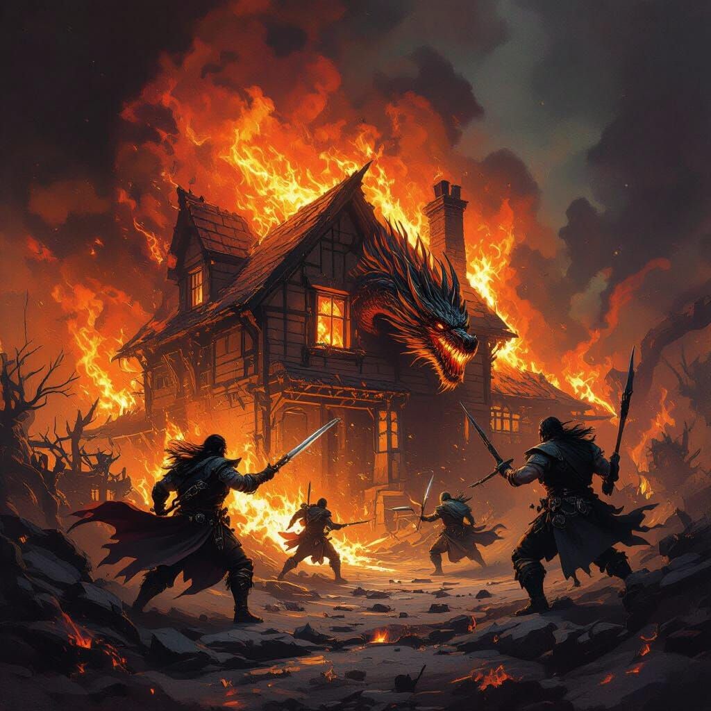Epic Dragon Hunters Battle Ferocious Dragons Amidst Burning ...