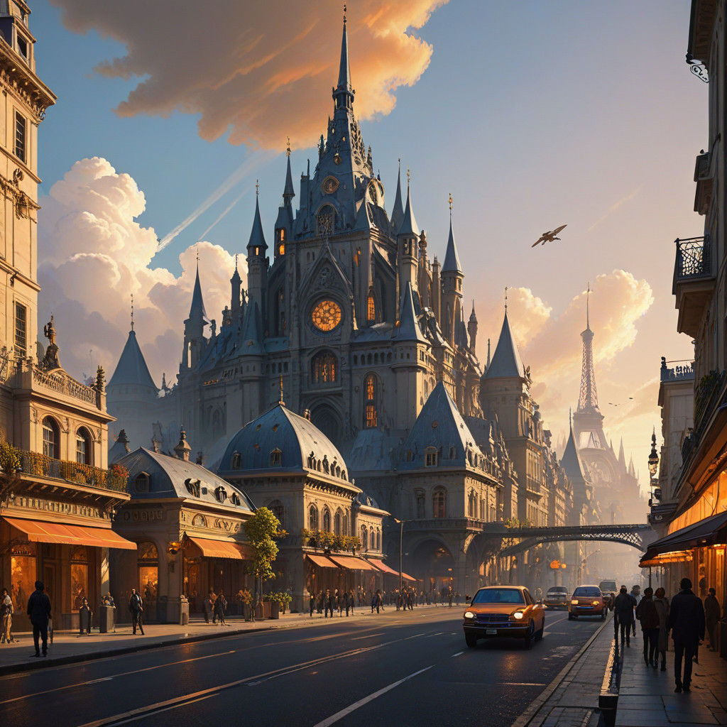 Whimsical Retrofuturistic Metropolis in Charming Illustrativ...