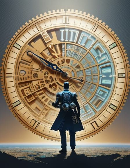 Origami Time Traveler Magazine Cover in Pastel Colors