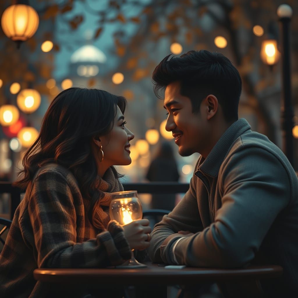 Romantic Autumn Date: Cinematic Portrait of Two Lovers