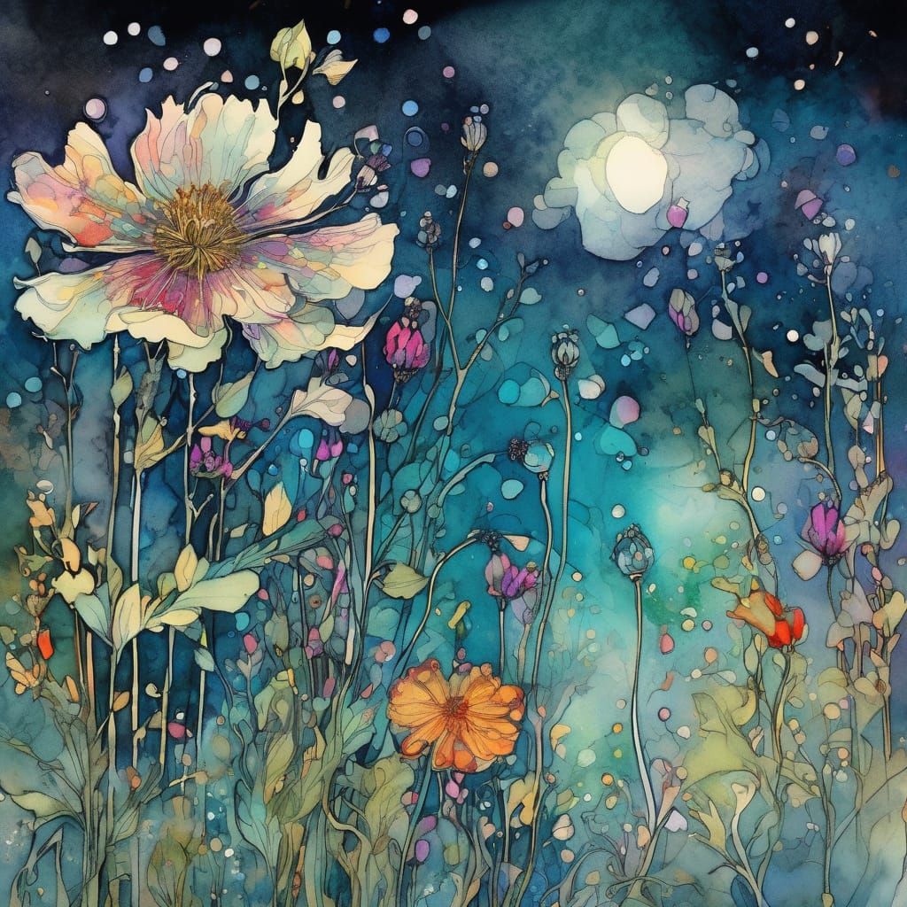 Delicate Wildflower in Vibrant Watercolour Style