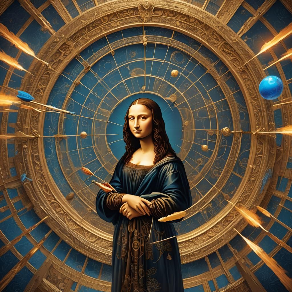 Mona Lisa and Da Vinci Throwing Darts