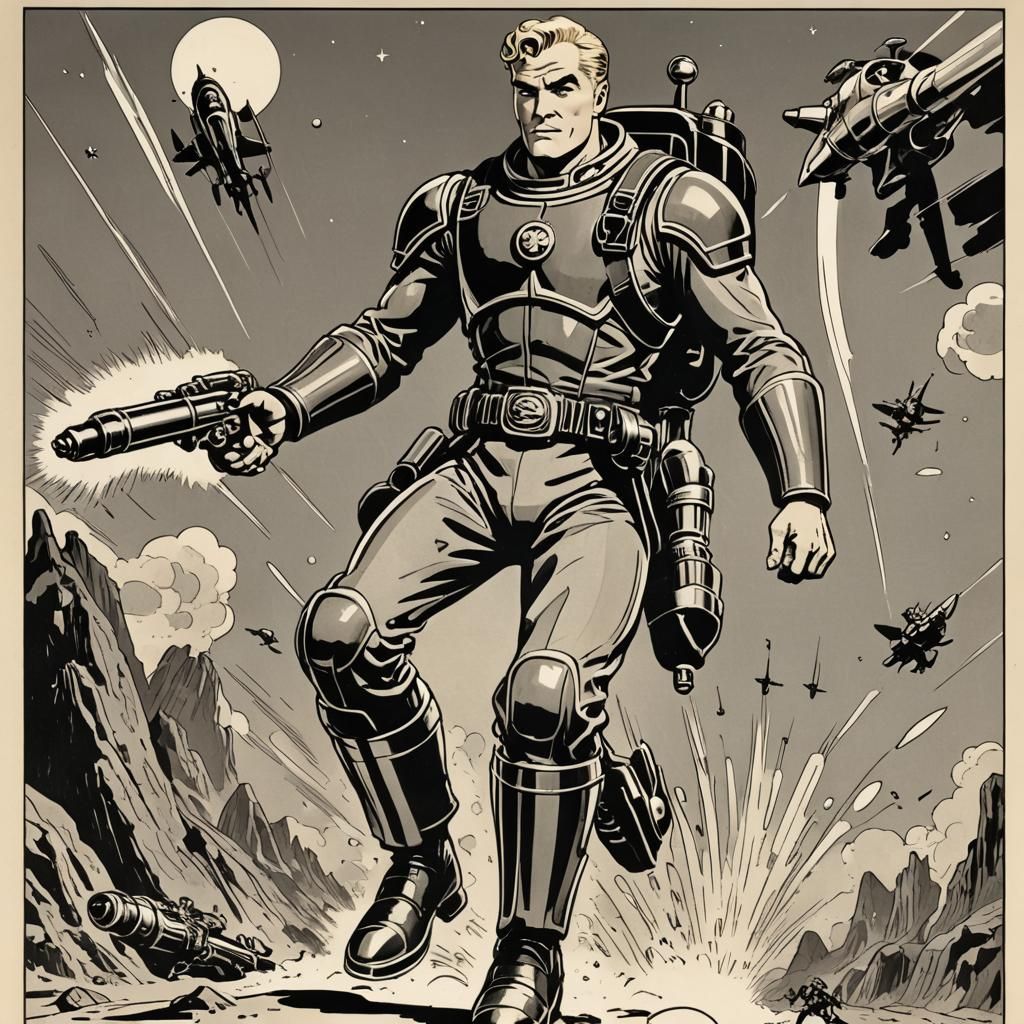 Flash Gordon in 1940s Comic Strip Style