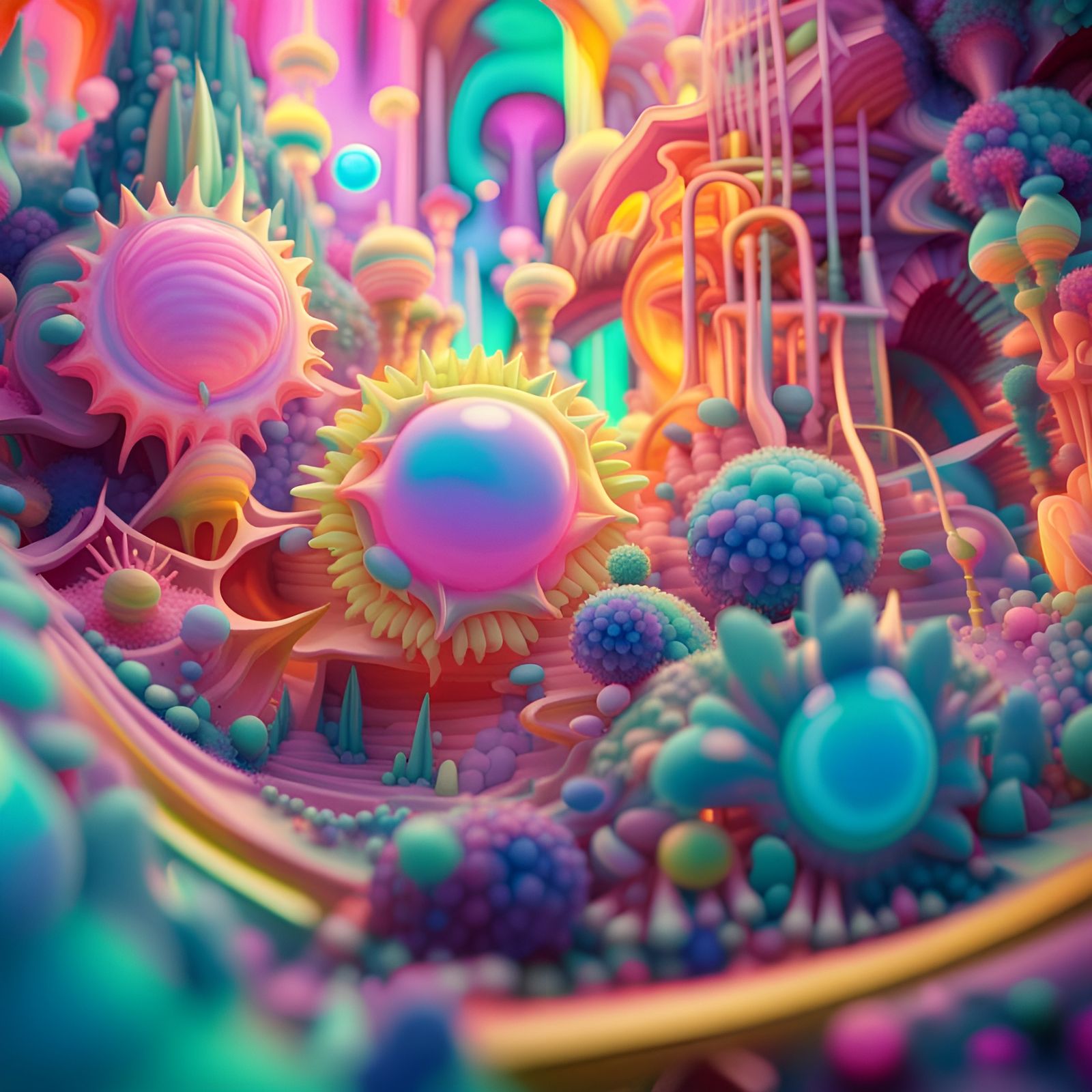 Psychedelic Mandelbulb Landscape in Opalescent 3D