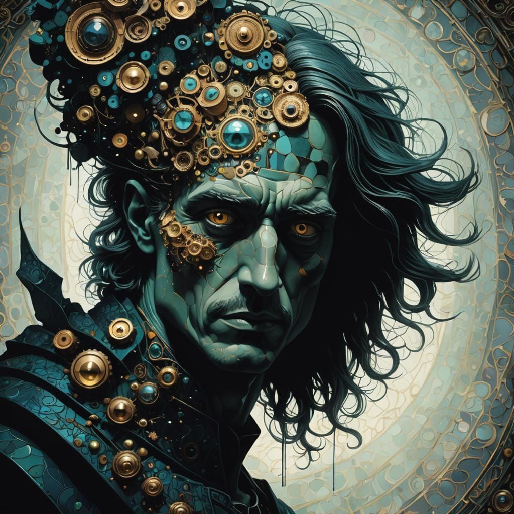 Surreal Art Nouveau Cabinet Face in Digital Illustration