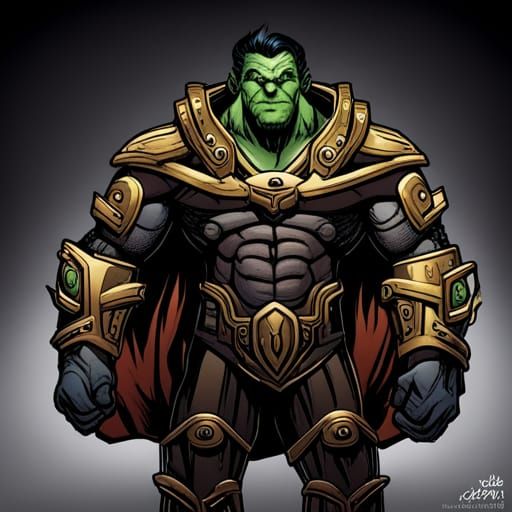Thrall: Warcraft Hero as DC Superhero in Comic Style