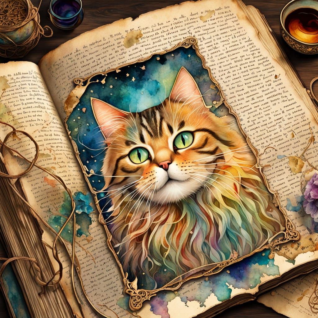 Whimsical Tabby Cat in Dreamlike Fantasy World