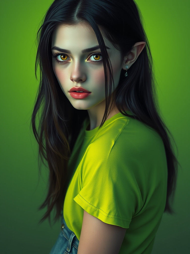 Mystical Woman with Golden Eyes: A Digital Portrait