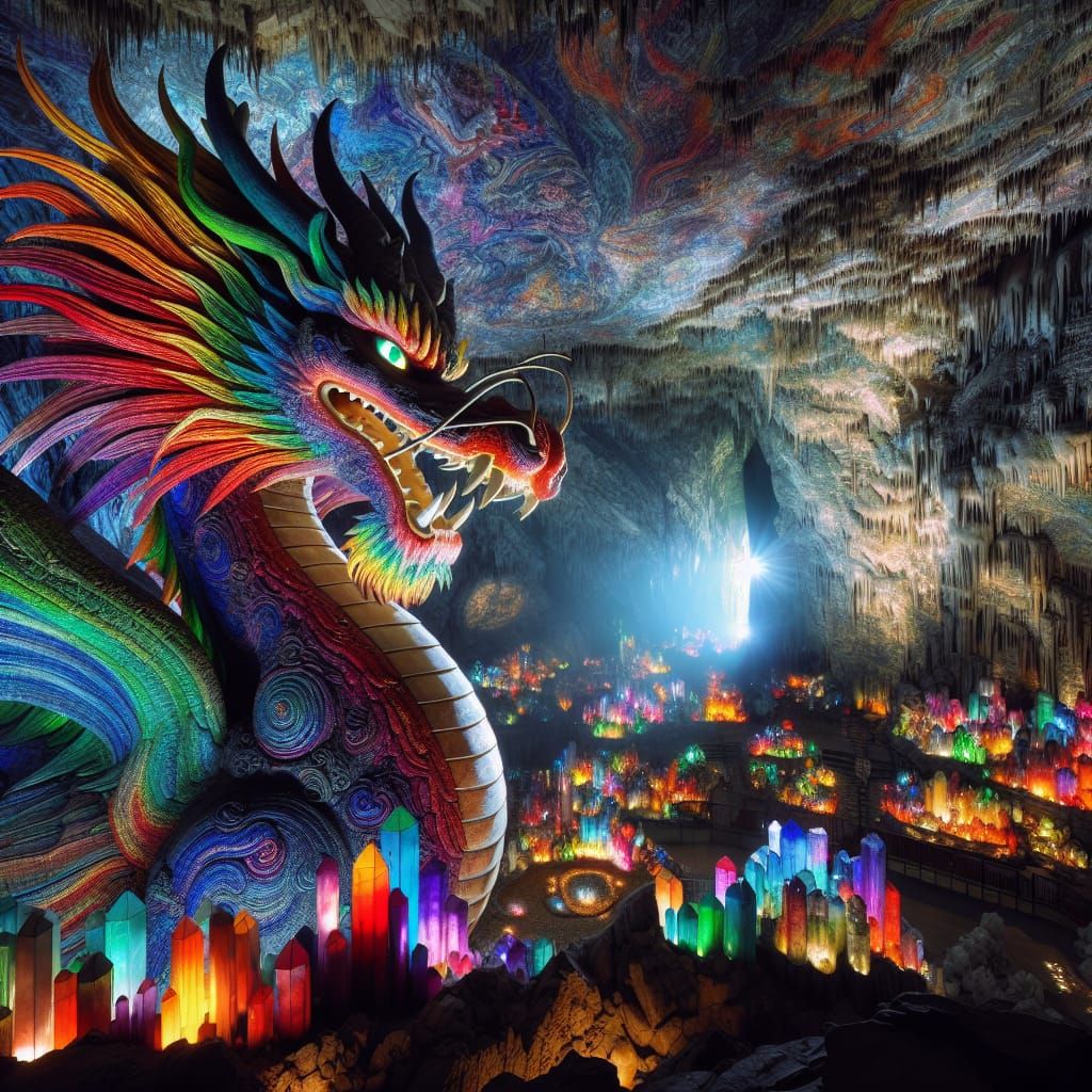 Rainbow Dragon Guardian of Crystal Cave: Photographic Master...