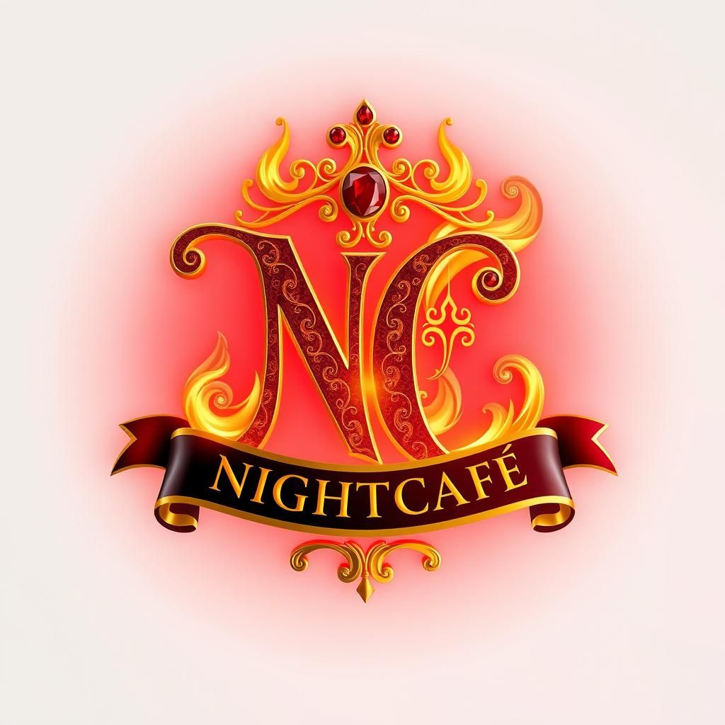 Flaming Golden Monogram with Ruby Jewels