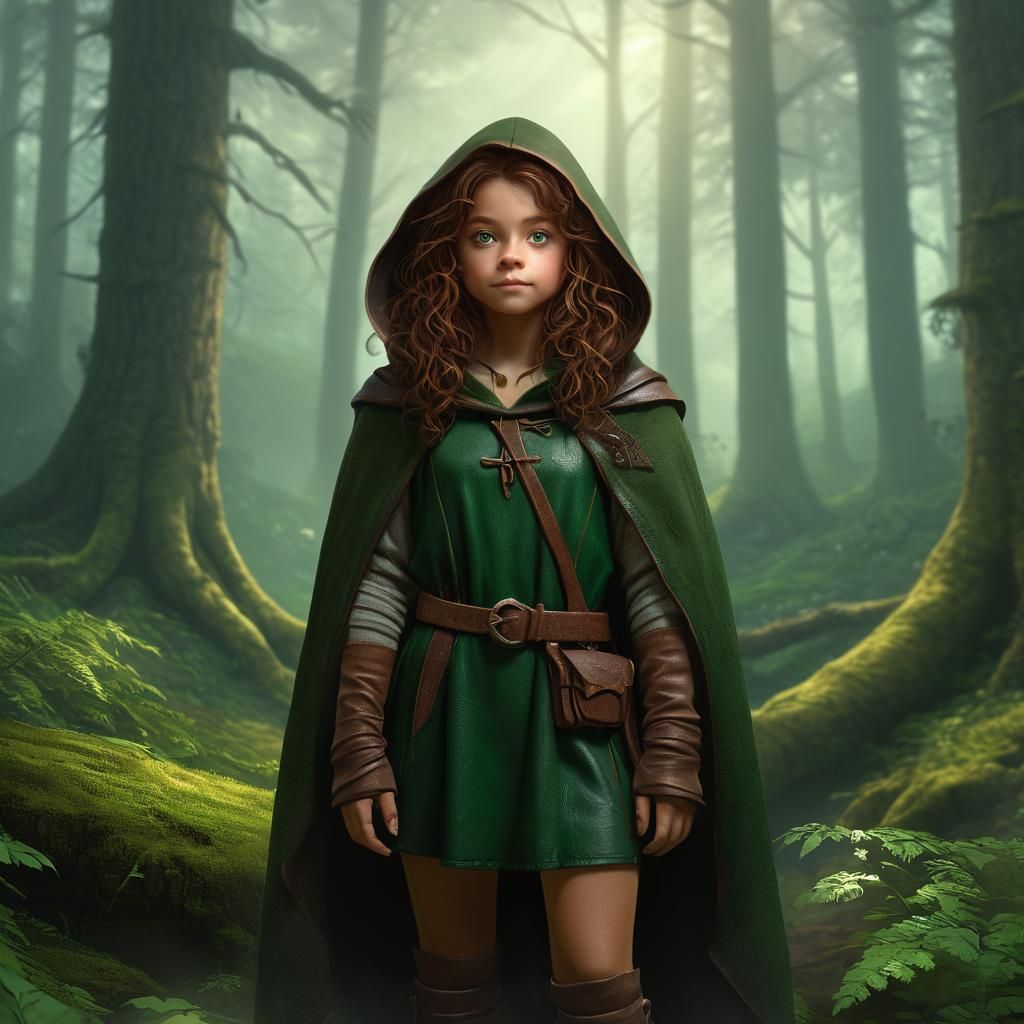 Halfling Druid in Misty Forest: Digital Matte Painting