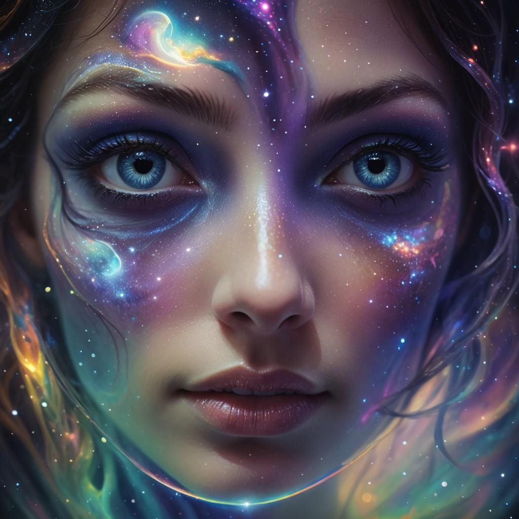 Cosmic Figure in Surreal Space Portrait