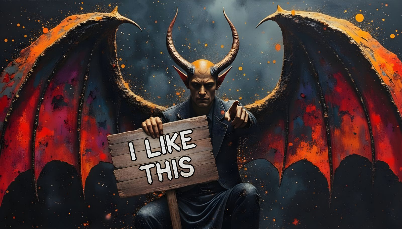 Majestic Male Tiefling Oil Painting