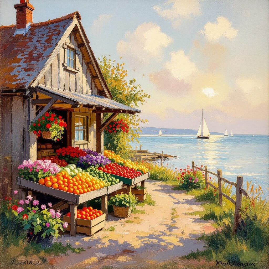 Kent Farmstand: Impressionist Seascape Painting