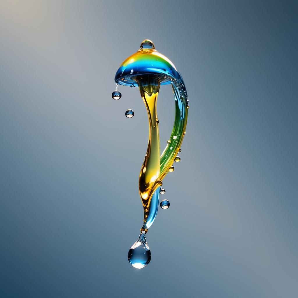 Jet Pierces Water Drop: Vivid Digital Art