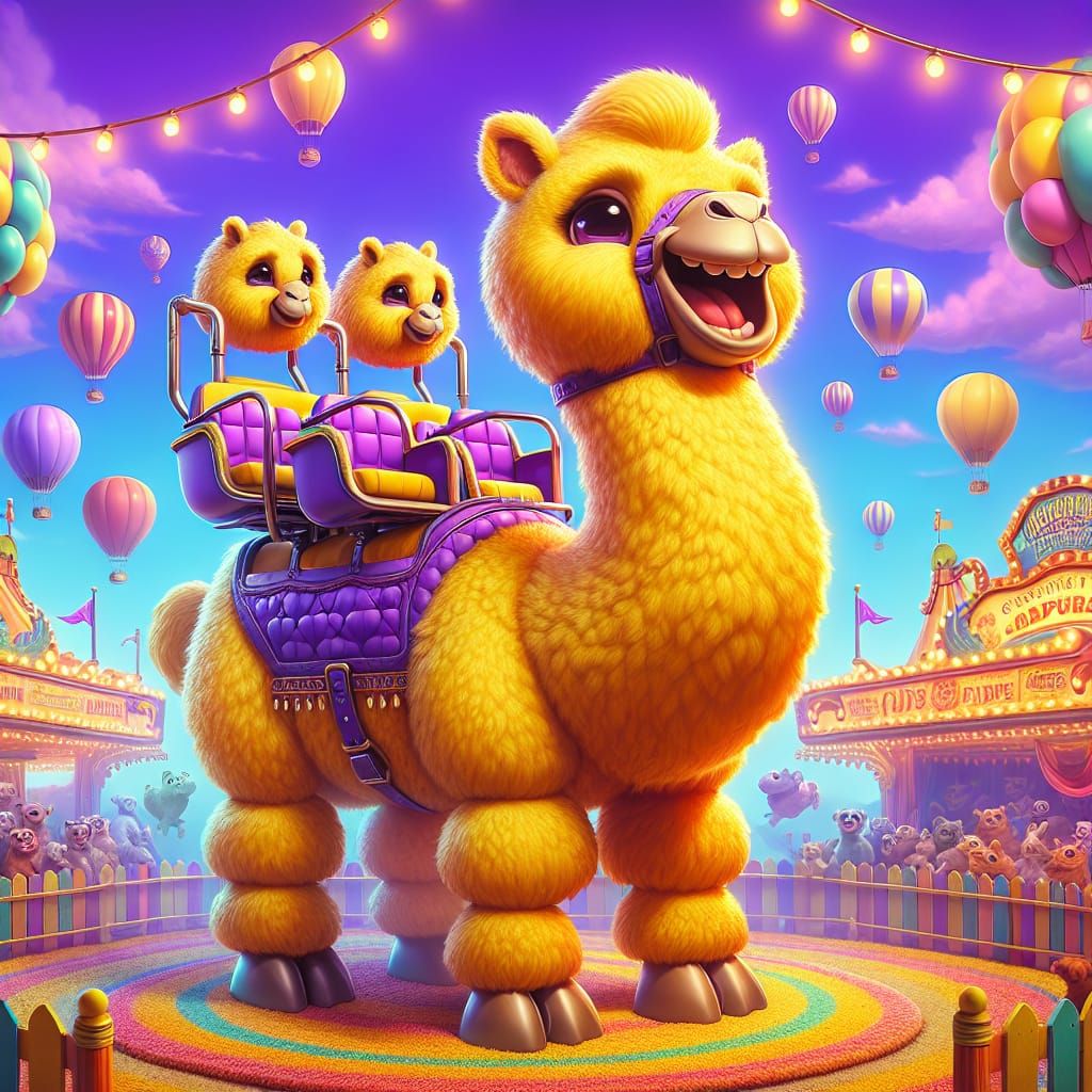 Whimsical Four-Humped Camel Carnival Ride