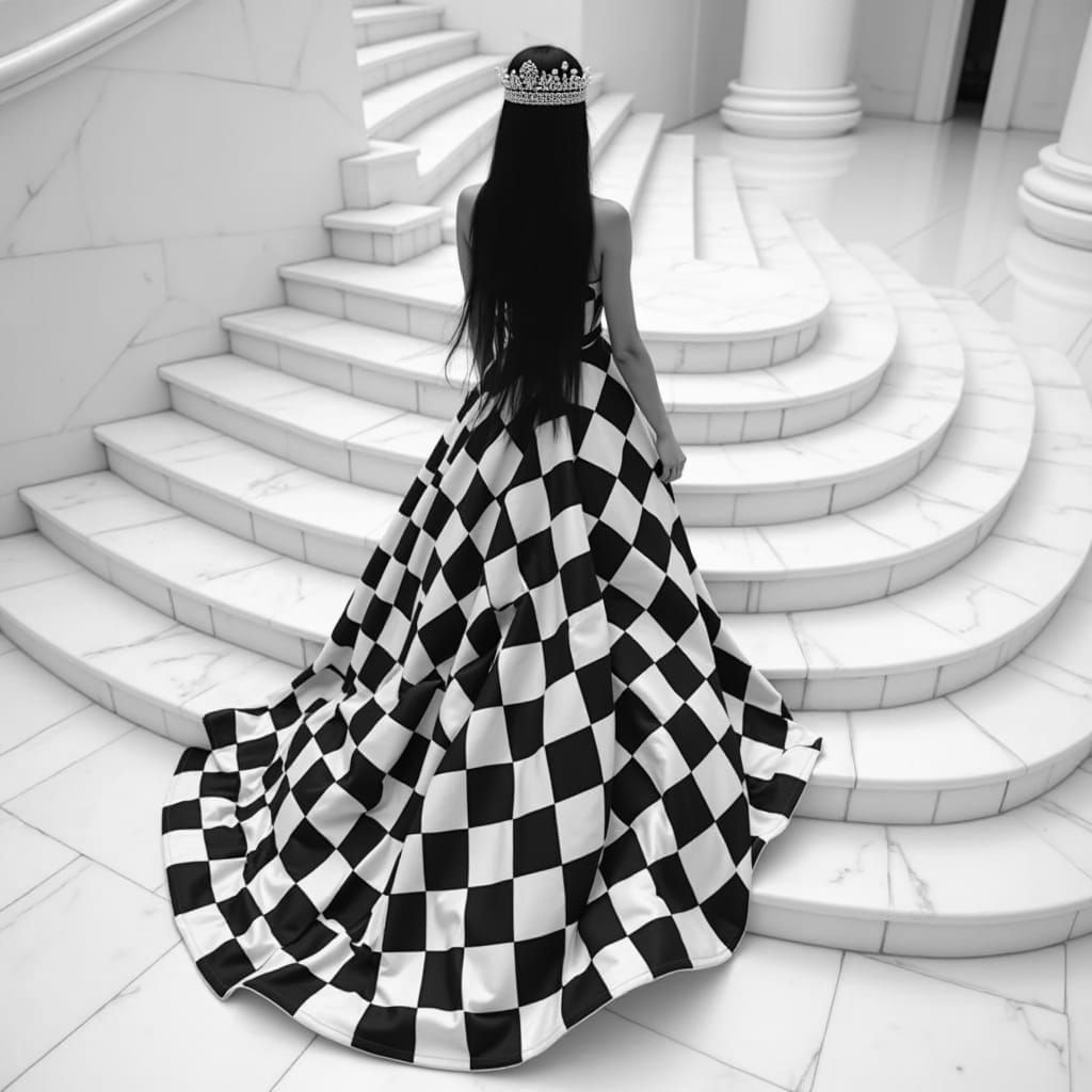 Chess Queen Ascending Marble Steps
