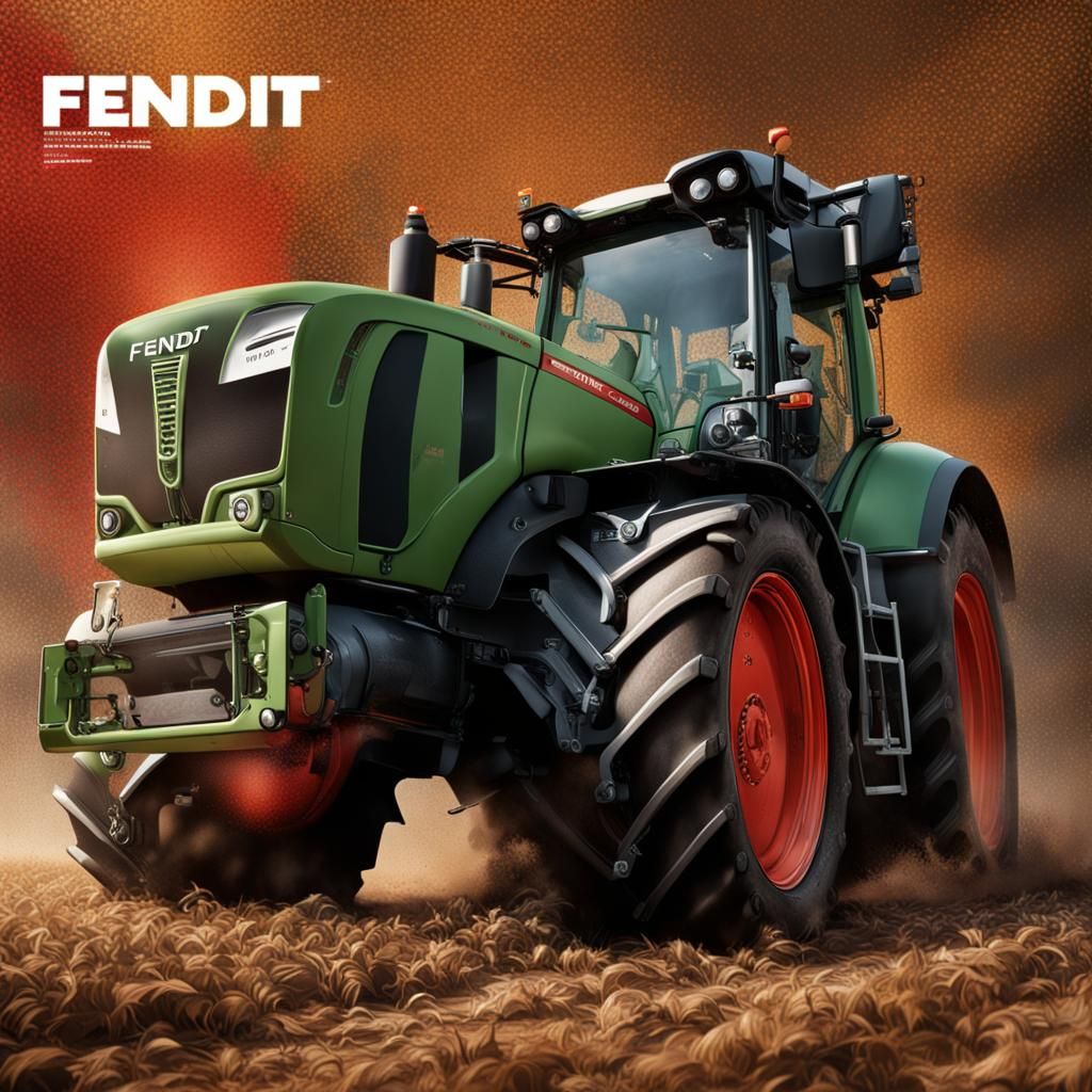 Hyperrealistic Fendt Tractor Splash Art Advertisement