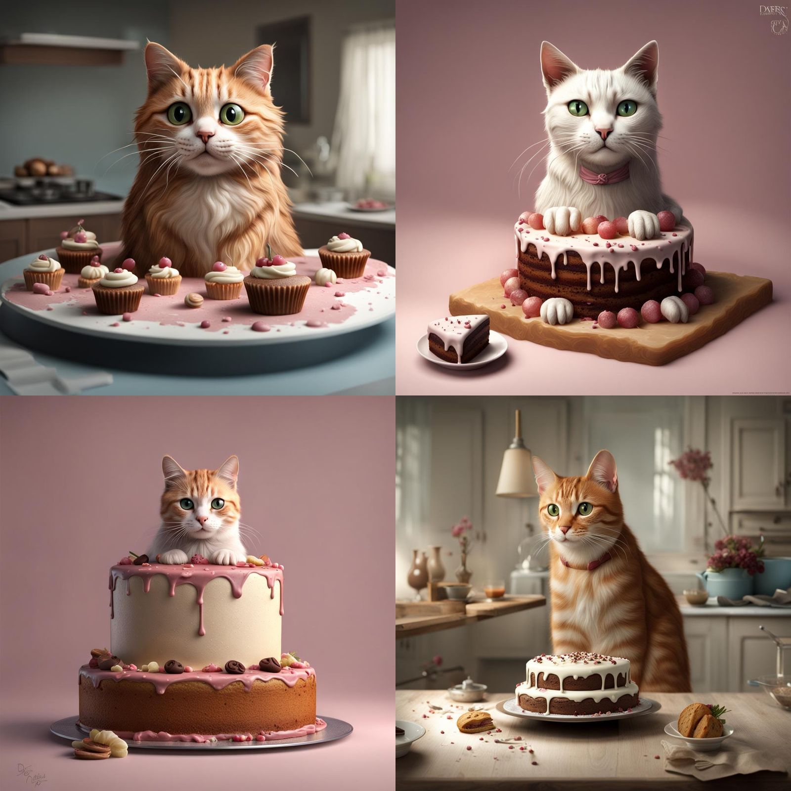 Detailed Matte Painting of a Cat Cake