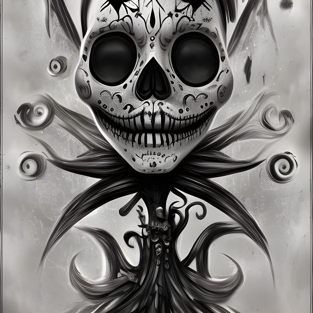 Ornate Sugar Skull Inspired by Tim Burton