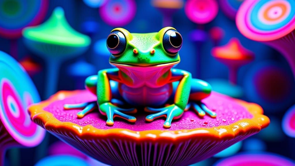Vibrant Frog Embarks on a Psychedelic Odyssey
