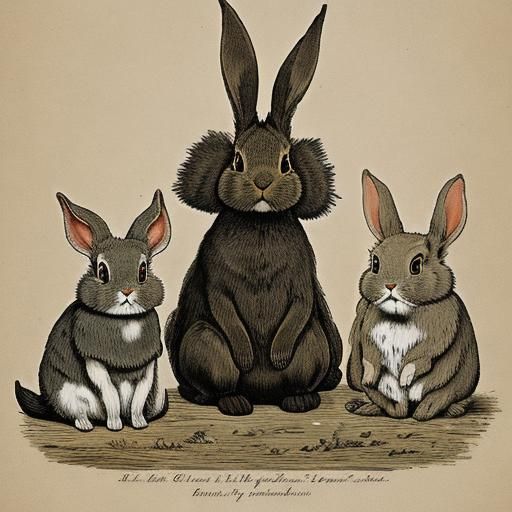 Good, Bad and Ugly Rabbits in Dark Surrealist Style