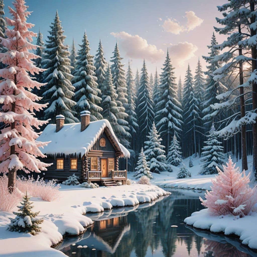 Whimsical Winter Fairytale: Girl in Snowy Forest