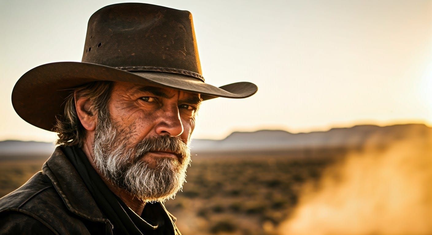 Cowboy in Golden Light: A Photorealistic Western Scene