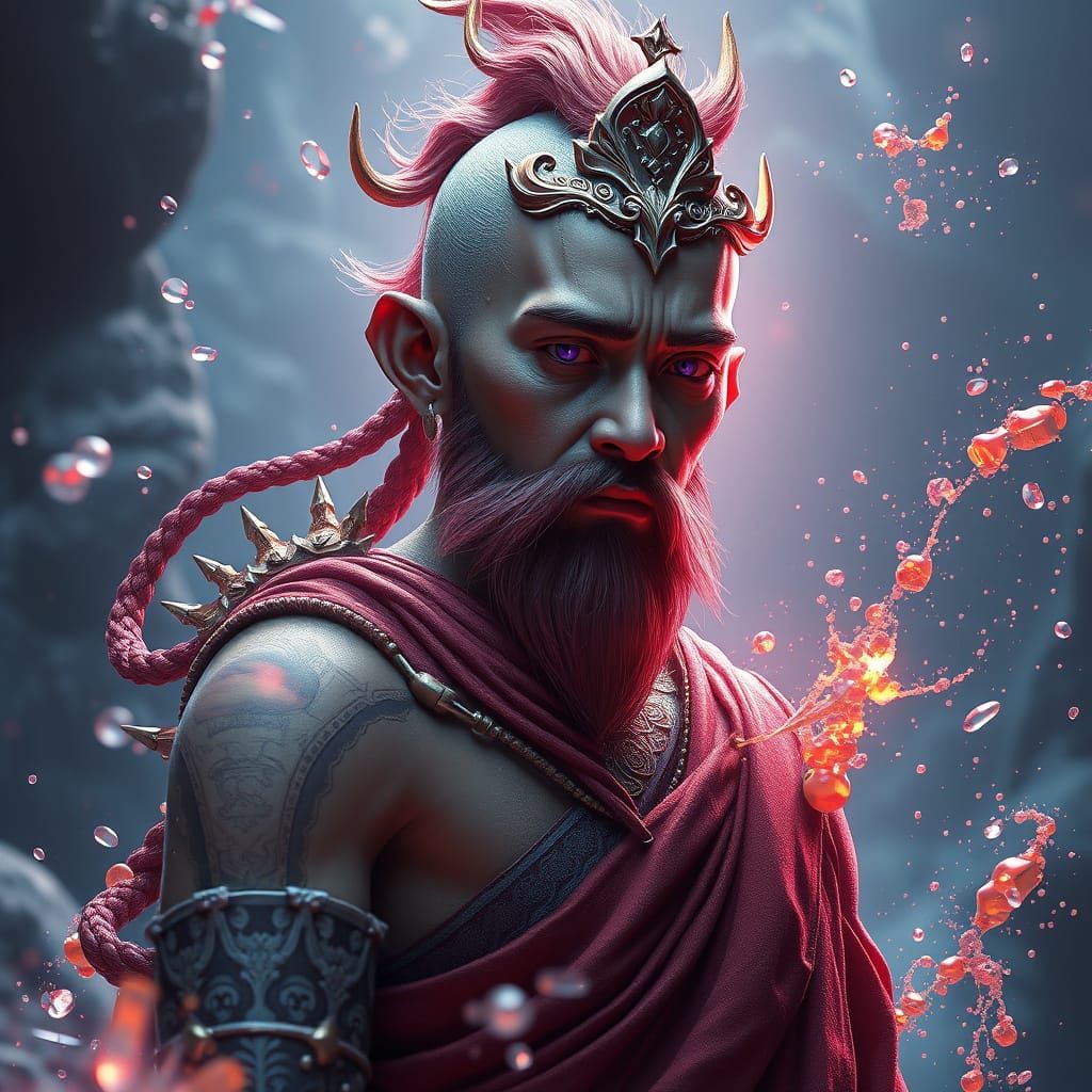 Scientific Monk in Detailed Matte Painting Style