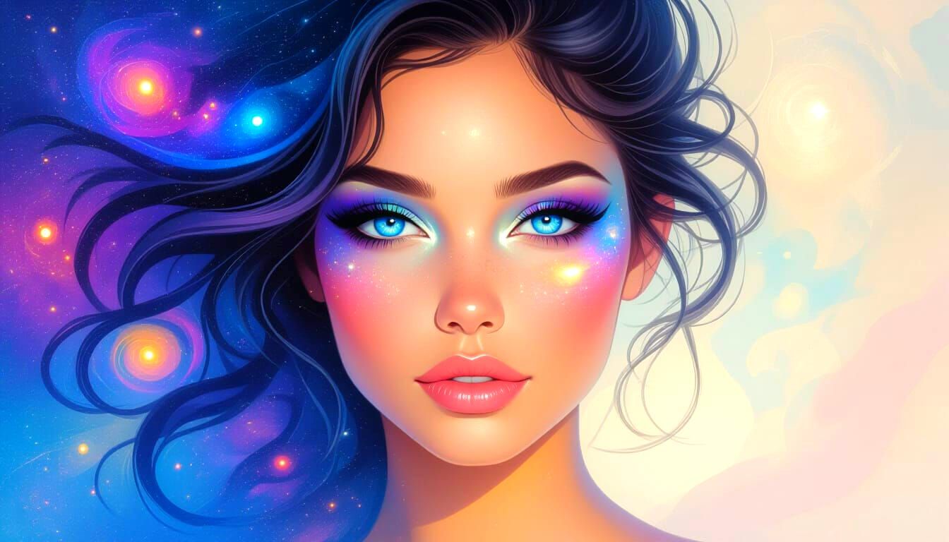 Cosmic Woman: A Surreal Airbrush Portrait