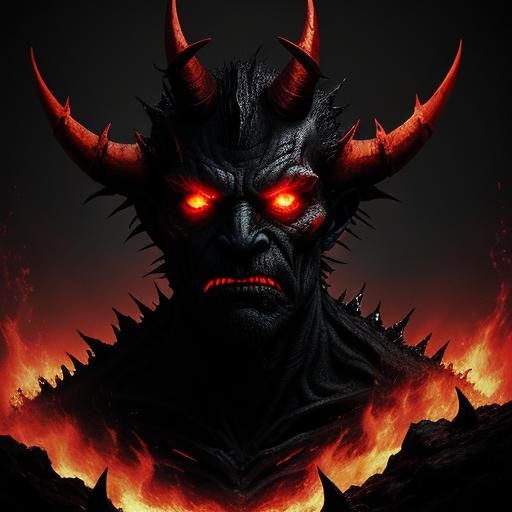 Evil Demon Portrait in Dark Surrealism Style