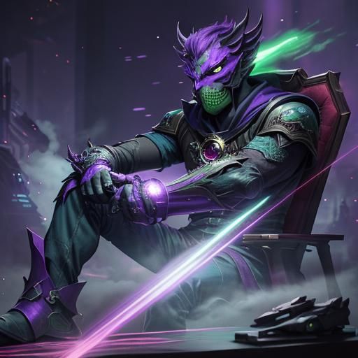 Menacing Masked Figure with Laser Fingers, Digital Art