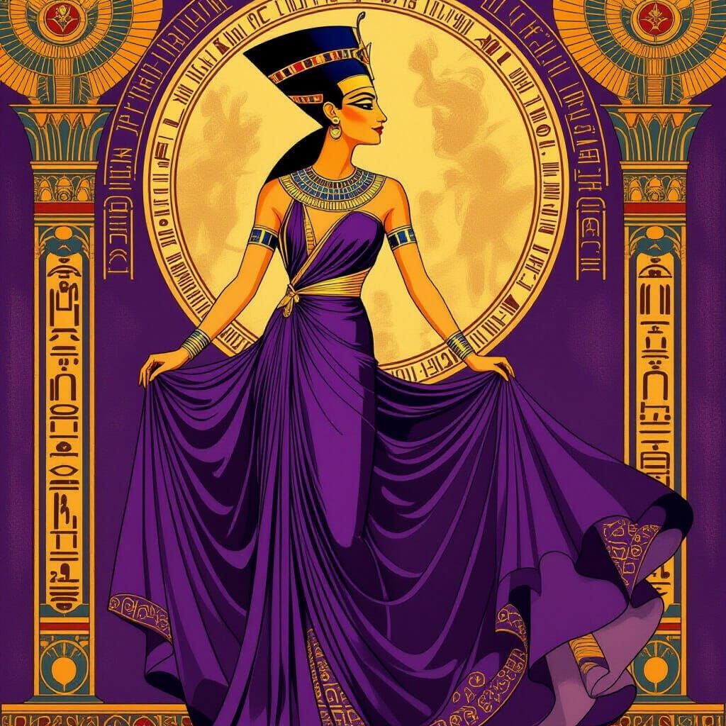 Nefertiti Portrait in Art Nouveau Style