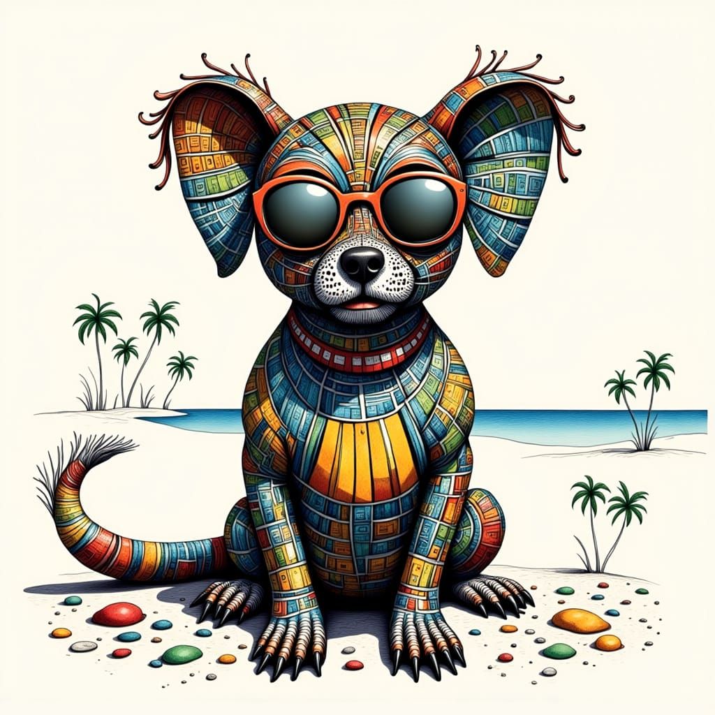 Whimsical Jean Dubuffet-Inspired Chinese Crested Dog at the ...