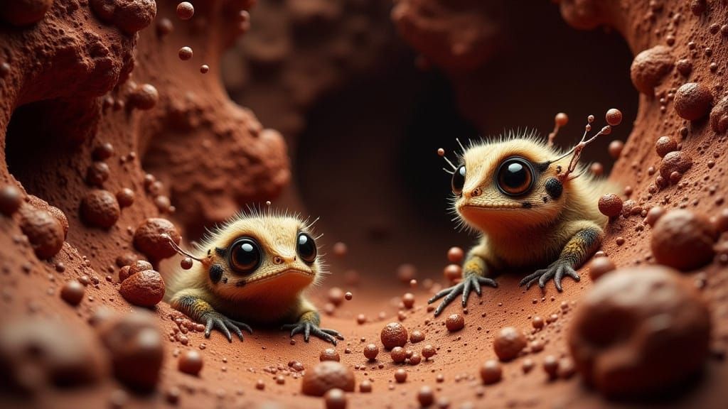 Furry Fairy Creatures Explore Mars Caverns