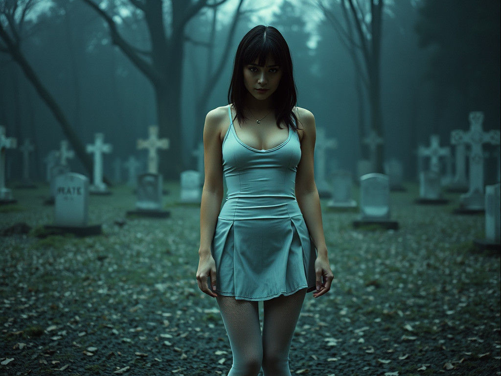 Skarlet in Graveyard: Cinematic Film Still