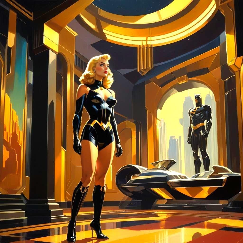 Black Canary 1940s Pulp Art in Art Deco HQ