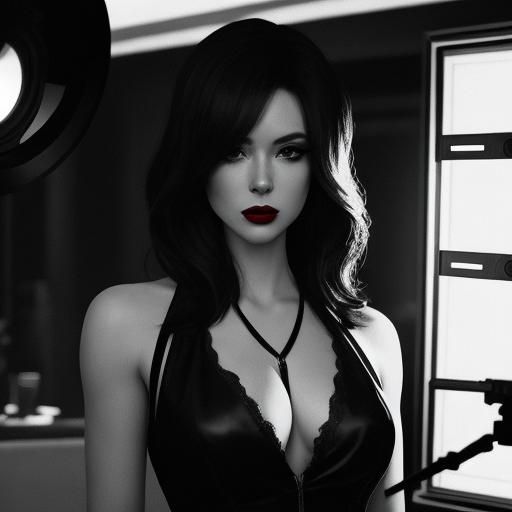 Beautiful Woman in Film Noir Style
