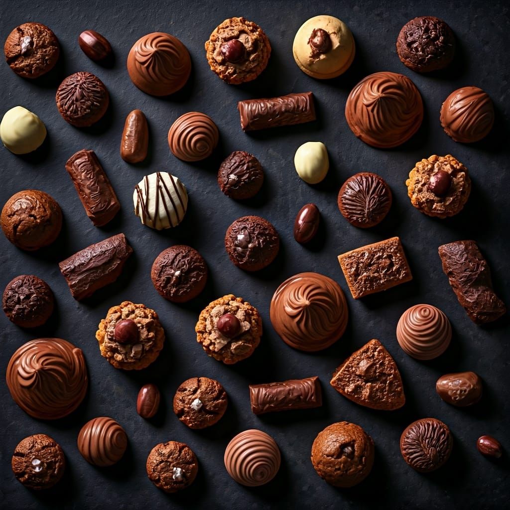 Chocolate Knolling Composition in Photorealistic Style